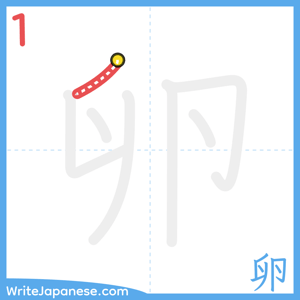 How to write "卵" - stroke 1