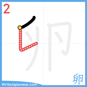 How to write "卵" - stroke 2