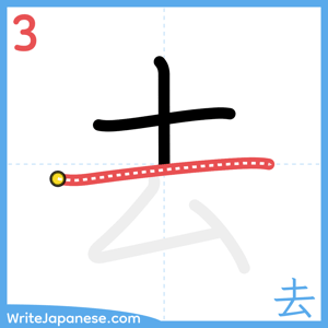 How to write "去" - stroke 3