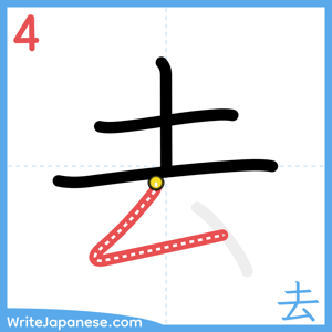 How to write "去" - stroke 4