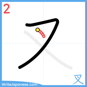 How to write "叉" - stroke 2