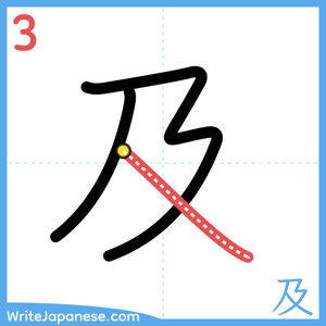 How to write "及" - stroke 3