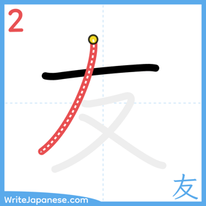 How to write "友" - stroke 2