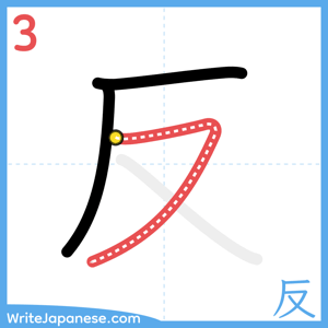 How to write "反" - stroke 3