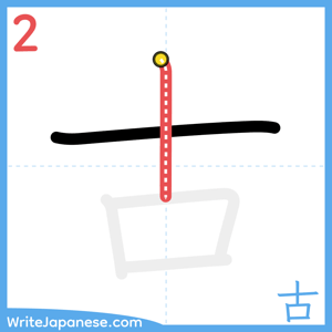 How to write "古" - stroke 2