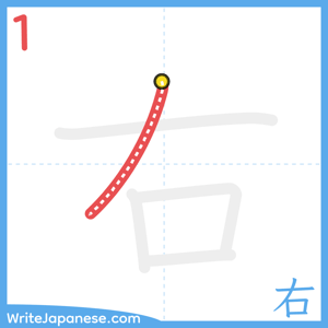 How to write "右" - stroke 1
