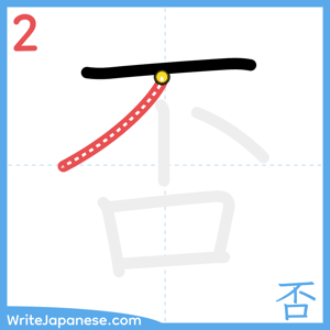 How to write "否" - stroke 2