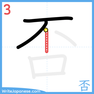 How to write "否" - stroke 3