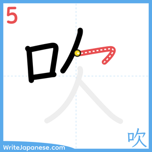 How to write "吹" - stroke 5