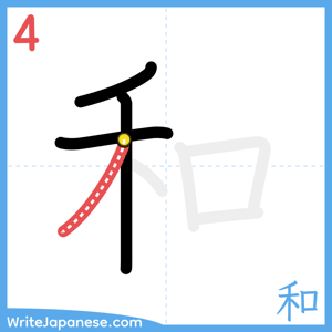 How to write "和" - stroke 4