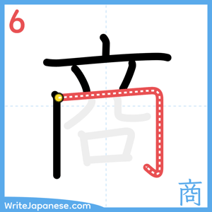 How to write "商" - stroke 6