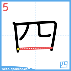 How to write "四" - stroke 5