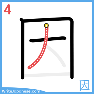 How to write "因" - stroke 4
