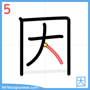 How to write "因" - stroke 5