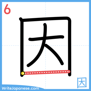 How to write "因" - stroke 6