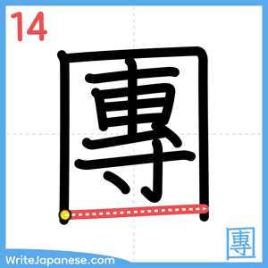 How to write "團" - stroke 14