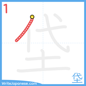 How to write "垈" - stroke 1