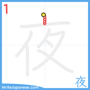 How to write "夜" - stroke 1
