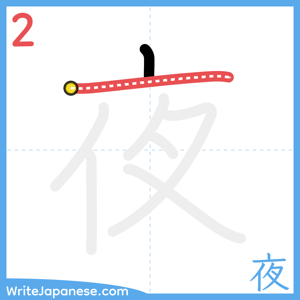 How to write "夜" - stroke 2