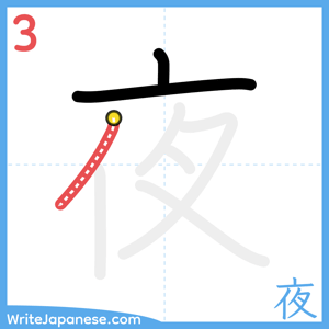 How to write "夜" - stroke 3