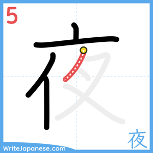 How to write "夜" - stroke 5
