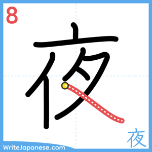 How to write "夜" - stroke 8