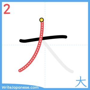 How to write "大" - stroke 2