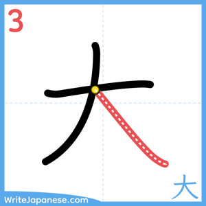 How to write "大" - stroke 3