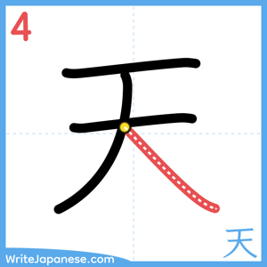 How to write "天" - stroke 4