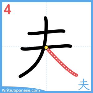 How to write "夫" - stroke 4
