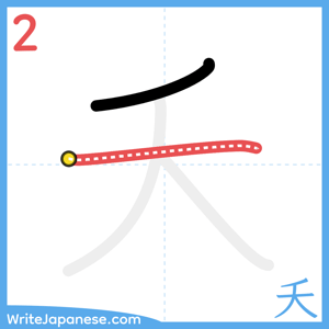 How to write "夭" - stroke 2
