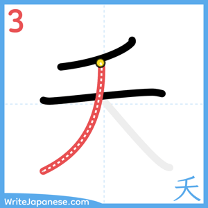 How to write "夭" - stroke 3