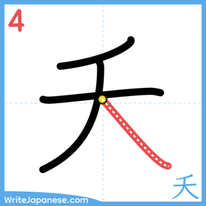 How to write "夭" - stroke 4