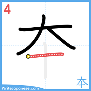 How to write "夲" - stroke 4