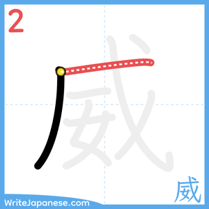 How to write "威" - stroke 2