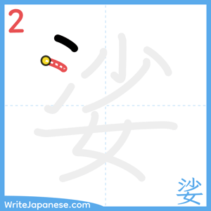 How to write "娑" - stroke 2
