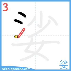 How to write "娑" - stroke 3