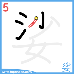 How to write "娑" - stroke 5