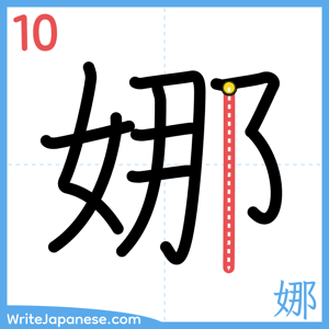 How to write "娜" - stroke 10