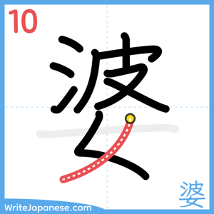 How to write "婆" - stroke 10