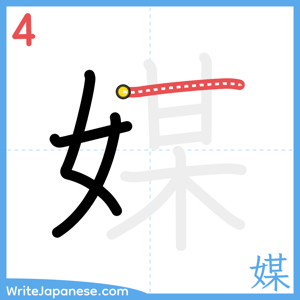 How to write "媒" - stroke 4