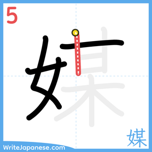 How to write "媒" - stroke 5