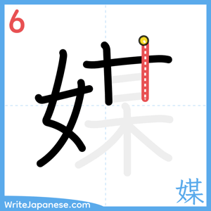 How to write "媒" - stroke 6