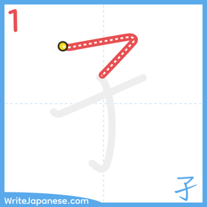 How to write "孑" - stroke 1