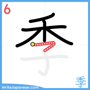 How to write "季" - stroke 6