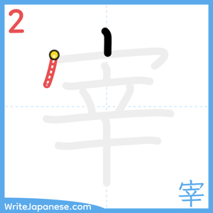 How to write "宰" - stroke 2