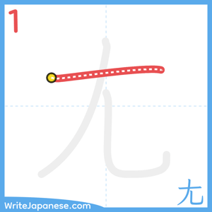 How to write "尢" - stroke 1