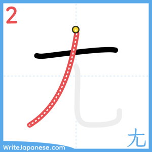 How to write "尢" - stroke 2