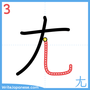 How to write "尢" - stroke 3