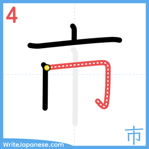 How to write "市" - stroke 4